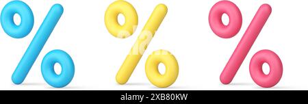 Pourcentage de vente de symbole mathématique escompte d'achat financier offre spéciale 3d icône set illustration vectorielle réaliste. Pourcentage du prix mathématique par rapport à l'achat Illustration de Vecteur
