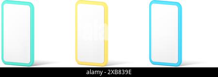 Smartphone modèle d'écran vide interface utilisateur de contenu multimédia icône 3d vide définir illustration vectorielle réaliste. ELECTRONIQUE d'affichage tactile du téléphone Illustration de Vecteur