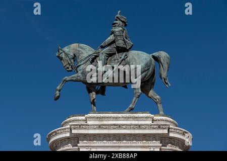 Place de Venise, statue majestueuse du roi Victor Emmanuel II, autel de la Patrie, milite Ignoto (soldat inconnu). Rome, Italie, Europe, UE Banque D'Images
