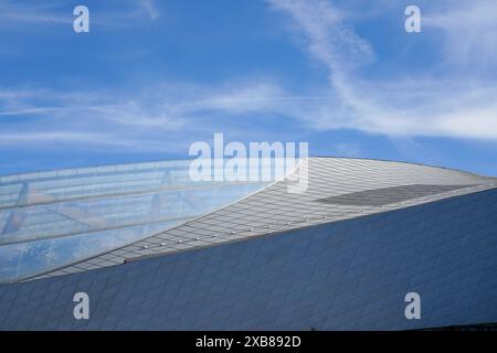 Détails architecturaux de l'Aquarium National Danemark, Den Blå Planet, la planète bleue, situé à Kastrup, une banlieue de Copenhague Banque D'Images