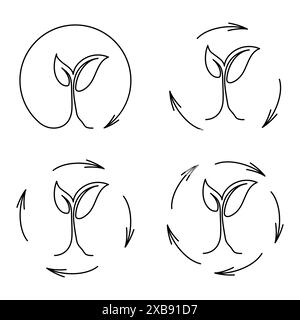 Ensemble vectoriel d'éléments de conception, modèles de conception de logo, badges et icônes pour l'emballage de cosmétiques naturels et biologiques dans un style linéaire à la mode. Illustration de Vecteur