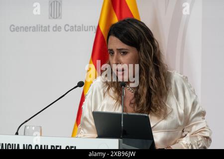 Barcelone, Espagne. 11 juin 2024. La Generalitat appliquera la loi d'amnistie ex officio dans les cas liés à la loi mordaza. Ils ont également discuté de l'investiture et de la répétition éventuelle des élections. La Generalitat aplicará de oficio la ley de amnistía en los casos de la ley 'mordaza', también han hablado sobre la investidura y la posible repetición de las elecciones. Sur la photo : Patricia Plaja News Politics -Barcelone, Espagne mardi 11 juin 2024 (photo par Eric Renom/LaPresse) crédit : LaPresse/Alamy Live News Banque D'Images