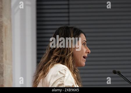 Barcelone, Espagne. 11 juin 2024. La Generalitat appliquera la loi d'amnistie ex officio dans les cas liés à la loi mordaza. Ils ont également discuté de l'investiture et de la répétition éventuelle des élections. La Generalitat aplicará de oficio la ley de amnistía en los casos de la ley 'mordaza', también han hablado sobre la investidura y la posible repetición de las elecciones. Sur la photo : Patricia Plaja News Politics -Barcelone, Espagne mardi 11 juin 2024 (photo par Eric Renom/LaPresse) crédit : LaPresse/Alamy Live News Banque D'Images