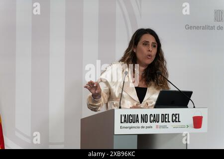 Barcelone, Espagne. 11 juin 2024. La Generalitat appliquera la loi d'amnistie ex officio dans les cas liés à la loi mordaza. Ils ont également discuté de l'investiture et de la répétition éventuelle des élections. La Generalitat aplicará de oficio la ley de amnistía en los casos de la ley 'mordaza', también han hablado sobre la investidura y la posible repetición de las elecciones. Sur la photo : Patricia Plaja News Politics -Barcelone, Espagne mardi 11 juin 2024 (photo par Eric Renom/LaPresse) crédit : LaPresse/Alamy Live News Banque D'Images