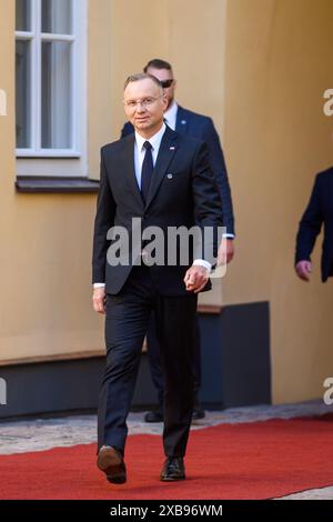 RIGA, Lettonie. 11 juin 2024. Andrzej Duda, Président de la Pologne lors du SOMMET B9 (Bucarest neuf) 2024. Crédit : Gints Ivuskans/Alamy Live News Banque D'Images