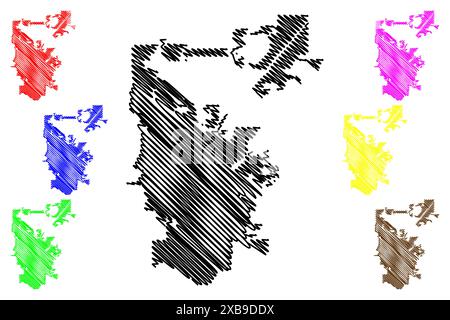 Boulder City, Colorado (villes des États-Unis, États-Unis d'Amérique, US, ville des états-unis) illustration vectorielle de carte, croquis de griffonnage carte de la ville de Boulder Illustration de Vecteur