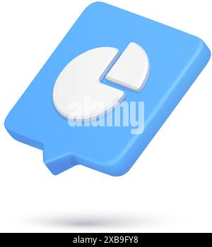Graphique de diagramme financier minimaliste conseils rapides dans la bulle de parole bleue icône 3d illustration vectorielle réaliste. Circuit circulaire isométrique avec assemblage Illustration de Vecteur