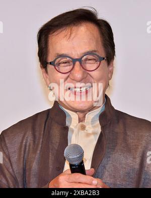 Tokyo, Japon. 11 juin 2024. L'acteur Jackie Chan assiste à la salutation sur scène pour le film 'Ride on' à Tokyo, au Japon, le mardi 11 juin 2024. Photo de Keizo Mori/UPI crédit : UPI/Alamy Live News Banque D'Images