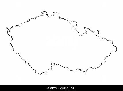 Carte de contour de la République tchèque isolé sur fond blanc Illustration de Vecteur