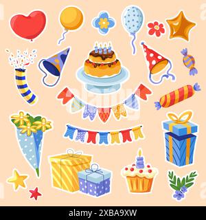 Cadeaux d'anniversaire et vecteur de bonbons Illustration de Vecteur