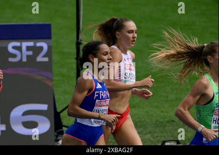 Roma, Italie. 11 juin 2024. La française Lena Kandissounon affronte le 800m féminin lors de la 26e édition des Championnats d'Europe d'athlétisme de Rome 2024 au stade olympique de Rome, Italie - mardi 11 juin 2024 - Sport, Athlétisme (photo de Fabrizio Corradetti/LaPresse) crédit : LaPresse/Alamy Live News Banque D'Images