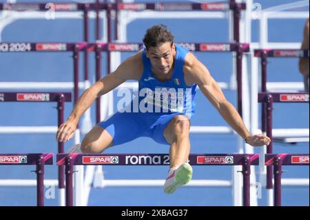 Roma, Italie. 11 juin 2024. L'Italien Dario Dester participe au 110m haies hommes décathlon lors de la 26e édition des Championnats d'Europe d'athlétisme de Rome 2024 au stade Olympique de Rome, Italie - mardi 11 juin 2024 - Sport, Athlétisme (photo de Fabrizio Corradetti/LaPresse) crédit : LaPresse/Alamy Live News Banque D'Images