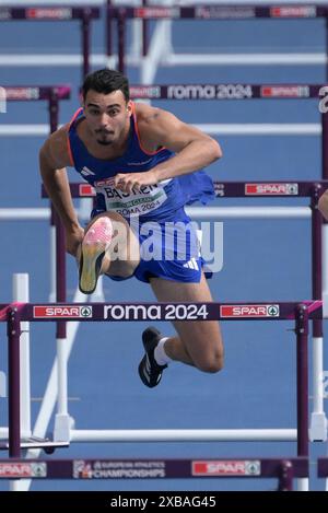 Roma, Italie. 11 juin 2024. Teo Batien participe au 110m haies hommes décathlon lors de la 26e édition des Championnats d'Europe d'athlétisme de Rome 2024 au stade olympique de Rome, Italie - mardi 11 juin 2024 - Sport, Athlétisme (photo Fabrizio Corradetti/LaPresse) crédit : LaPresse/Alamy Live News Banque D'Images