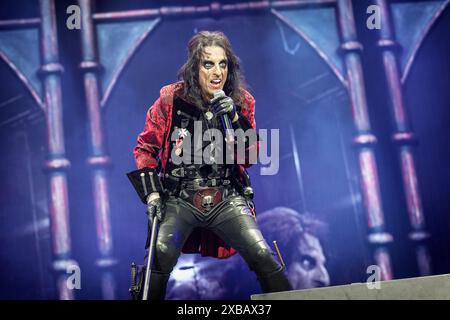 Solvesborg, Suède. 08 juin 2024. La chanteuse américaine Alice Cooper donne un concert en direct lors du festival de musique suédois Sweden Rock Festival 2024 à Solvesborg. (Crédit photo : Gonzales photo - Terje Dokken). Banque D'Images