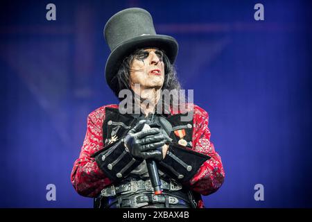 Solvesborg, Suède. 08 juin 2024. La chanteuse américaine Alice Cooper donne un concert en direct lors du festival de musique suédois Sweden Rock Festival 2024 à Solvesborg. (Crédit photo : Gonzales photo - Terje Dokken). Banque D'Images