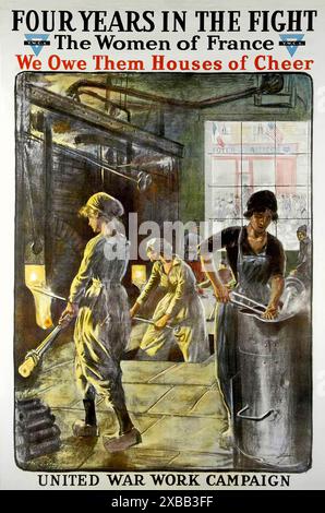 YWCA quatre ans dans la lutte contre les femmes de France 1918. - Affiche patriotique ère de la première Guerre mondiale Banque D'Images