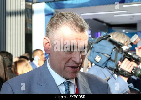 Saint-Pétersbourg, Russie. 7 juin 2024. Leonid Slutsky, président du Parti LDPR, chef de la faction LDPR à la Douma d'État, président du Comité de la Douma d'État vu lors des affaires internationales sur le Forum économique international de Petersburg 2024 (crédit image : © Maksim Konstantinov/SOPA images via ZUMA Press Wire) USAGE ÉDITORIAL SEULEMENT! Non destiné à UN USAGE commercial ! Banque D'Images