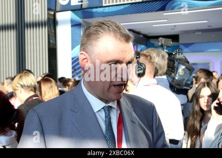 Saint-Pétersbourg, Russie. 7 juin 2024. Leonid Slutsky, président du Parti LDPR, chef de la faction LDPR à la Douma d'État, président du Comité de la Douma d'État vu lors des affaires internationales sur le Forum économique international de Petersburg 2024 (crédit image : © Maksim Konstantinov/SOPA images via ZUMA Press Wire) USAGE ÉDITORIAL SEULEMENT! Non destiné à UN USAGE commercial ! Banque D'Images