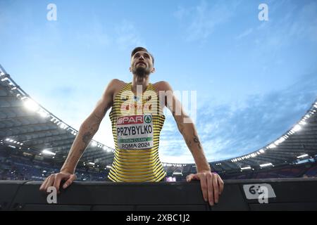 Rome, Italie. 11 juin 2024. Athlétisme : Championnats d'Europe, saut en hauteur, hommes, finale, Mateusz Przybylko d'Allemagne réagit. Crédit : Oliver Weiken/dpa/Alamy Live News Banque D'Images