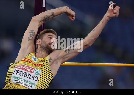 Rome, Italie. 11 juin 2024. Athlétisme : Championnats d'Europe, saut en hauteur, hommes, finale, Mateusz Przybylko d'Allemagne en action. Crédit : Oliver Weiken/dpa/Alamy Live News Banque D'Images