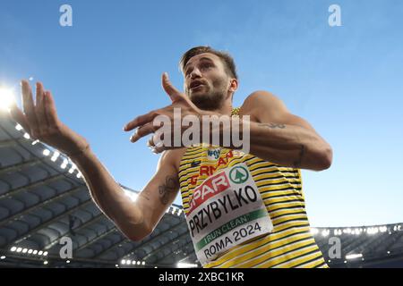 Rome, Italie. 11 juin 2024. Athlétisme : Championnats d'Europe, saut en hauteur, hommes, finale, Mateusz Przybylko d'Allemagne réagit. Crédit : Oliver Weiken/dpa/Alamy Live News Banque D'Images