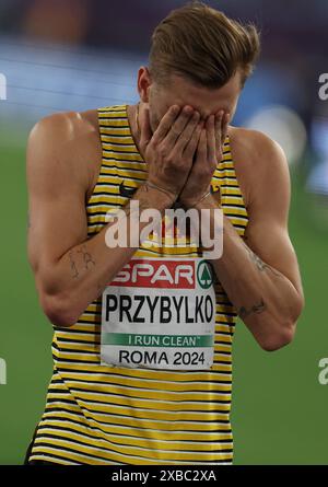 Rome, Italie. 11 juin 2024. Athlétisme : Championnats d'Europe, saut en hauteur, hommes, finale, Mateusz Przybylko d'Allemagne réagit. Crédit : Oliver Weiken/dpa/Alamy Live News Banque D'Images