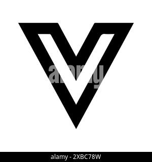 Logo lettre V ou icône de ligne moderne. Dessin au trait vectoriel et conception d'icône avec contour audacieux. Noir et blanc le symbole minimaliste Pixel Perfect isole le blanc Illustration de Vecteur