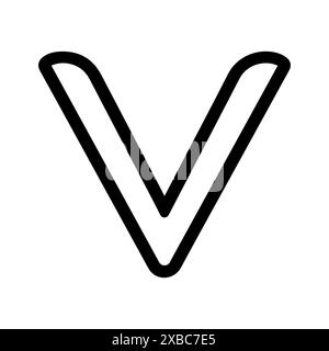 Logo lettre V ou icône de ligne moderne. Dessin au trait vectoriel et conception d'icône avec contour audacieux. Noir et blanc le symbole minimaliste Pixel Perfect isole le blanc Illustration de Vecteur