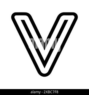 Logo lettre V ou icône de ligne moderne. Dessin au trait vectoriel et conception d'icône avec contour audacieux. Noir et blanc le symbole minimaliste Pixel Perfect isole le blanc Illustration de Vecteur