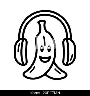 Logo Banana Operator ou icône de ligne moderne. Dessin au trait vectoriel et conception d'icône avec contour audacieux. Noir et blanc Pixel Perfect symbole minimaliste isoler Illustration de Vecteur