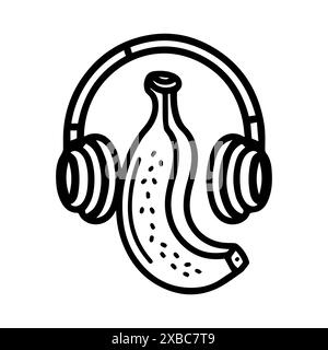 Logo Banana Operator ou icône de ligne moderne. Dessin au trait vectoriel et conception d'icône avec contour audacieux. Noir et blanc Pixel Perfect symbole minimaliste isoler Illustration de Vecteur