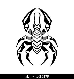 Logo Scorpion géométrique ou icône de ligne moderne. Dessin au trait vectoriel et conception d'icône avec contour audacieux. Noir et blanc Pixel Perfect symbole minimaliste isol Illustration de Vecteur