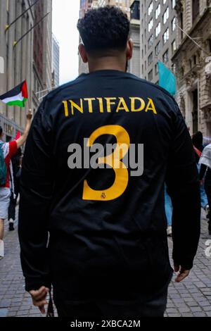 New York, États-Unis. 10 juin 2024. Un rassemblement pro-palestinien a eu lieu à New York, NY, le 10 juin 2024. Des manifestants palestiniens se sont dirigés vers le métro en direction de l'exposition Nova du 7 octobre, suivie par le NYPD. (Photo de Jonathan Fernandes/Sipa USA) crédit : Sipa USA/Alamy Live News Banque D'Images