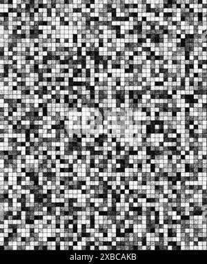 Mosaïque pixelisée noir et blanc abstrait avec un contraste élevé, créant un motif complexe et complexe, image de fond Banque D'Images