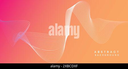 Abstrait orange, jaune rose future technologie fond de ligne géométrique fluide. Fond de bannière Web rouge, orange et violet de lignes de vagues lisses de gradient Illustration de Vecteur