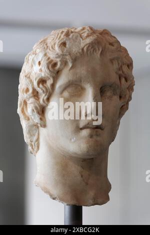 Alexandre le Grand, buste portrait en marbre par le sculpteur Léocharès, Musée de l'Acropole, Athènes, Grèce Banque D'Images