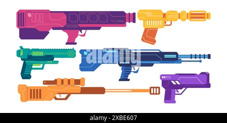 fusil blaster pistolet arme jouet fusil de poing pistolet et sniper jouant au jeu d'attaque de bataille Illustration de Vecteur