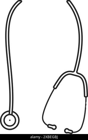 Le stéthoscope semble pendre autour du cou d'un médecin ou d'une infirmière dans un vecteur de contour Illustration de Vecteur