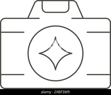 Appareil photo d'art de ligne simple pour prendre des photos au studio professionnel, cours, illustration vectorielle de logo de passe-temps. Photographe monochrome électronique Illustration de Vecteur