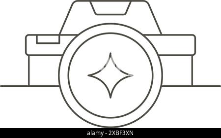 Abstrait simple appareil photo professionnel avec objectif de lumière parasite pour photographier ou prendre une illustration vectorielle d'icône d'image. Dessin au trait monochrome logo photo Illustration de Vecteur