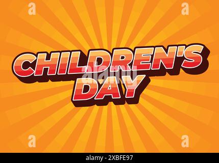 Journée des enfants. Conception d'effet de texte dans de bonnes couleurs avec un style 3D. Illustration de Vecteur