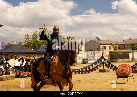 homme montant un cheval en joute Banque D'Images