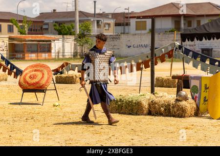 Festivité médiévale capitulaciones à santa fe, Grenade combat performance de bataille Banque D'Images