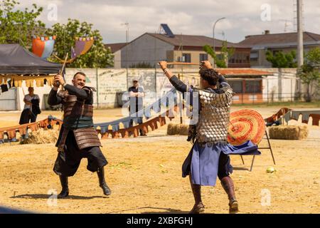 Festivité médiévale capitulaciones à santa fe, Grenade combat performance de bataille Banque D'Images