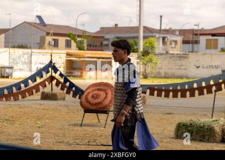 Festivité médiévale capitulaciones à santa fe, Grenade combat performance de bataille Banque D'Images