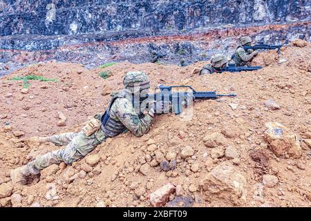 Brigade canarienne XVI. manœuvres militaires et tirs. Banque D'Images