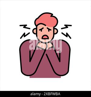 Icône de couleur de ligne d'étouffement. Signe de blessures domestiques pour la page Web, l'application mobile, le bouton, le logo. Bouton isolé de vecteur. Contour modifiable. Illustration de Vecteur