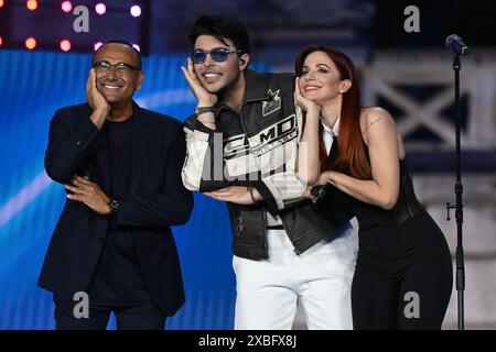 Rome, Italie. 12 mai 2024. Carlo Conti, Stash of the Kolors, et Andrea Delogu se produiront lors des TIM Summer Hits à Piazza del Popolo à Rome, en Italie, le 11 juin 2024. (Photo de Domenico Cippitelli/NurPhoto) crédit : NurPhoto SRL/Alamy Live News Banque D'Images