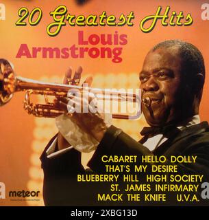 Couverture de disque vinyle vintage. Louis Armstrong-20 plus grands succès Banque D'Images