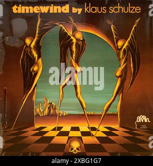 Couverture de disque vinyle vintage. Klaus Schulze-Timewind 1975 Banque D'Images